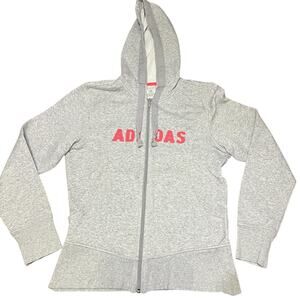 Adidas Gray Slim Fit Zip Up Hoodie size Large